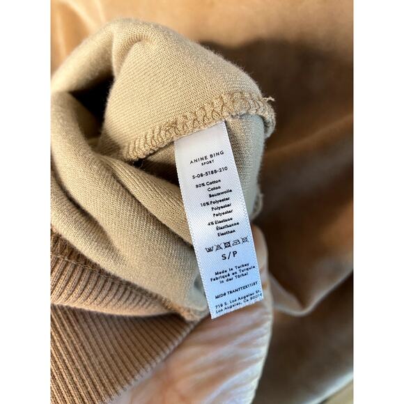 Anine Bing Evan Velour Sweatshirt in Taupe size S small - Picture 5 of 6